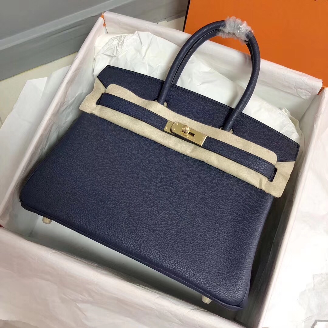 Hermes Birkin 35CM Togo Leather Handbag Deep Blue